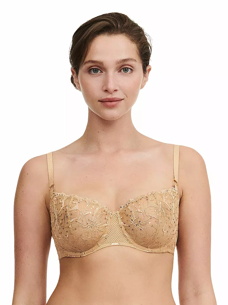 CHANTELLE | Sujetador balconette FLEURS SIGNATURE toffee sequins | Camel