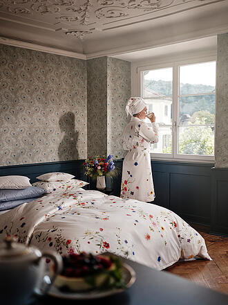 CHRISTIAN FISCHBACHER | Funda nórdica de satén FLEURS VOLANTES 140x200cm Flores silvestres