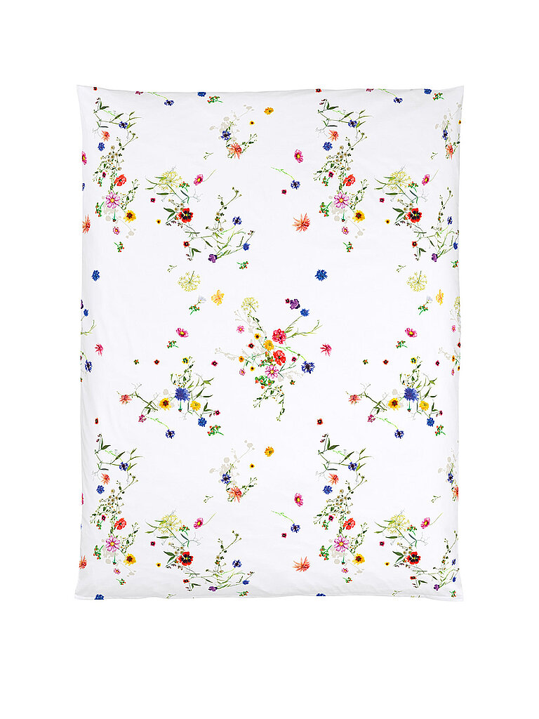 Funda nórdica de satén FLEURS VOLANTES 140x200cm Flores silvestres blanco