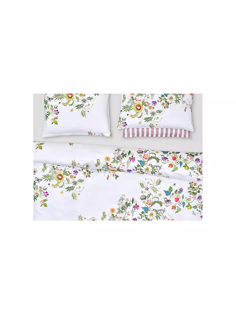 CHRISTIAN FISCHBACHER | Funda de almohada de satén GARLAND 70x90cm Blanco/Flores | 