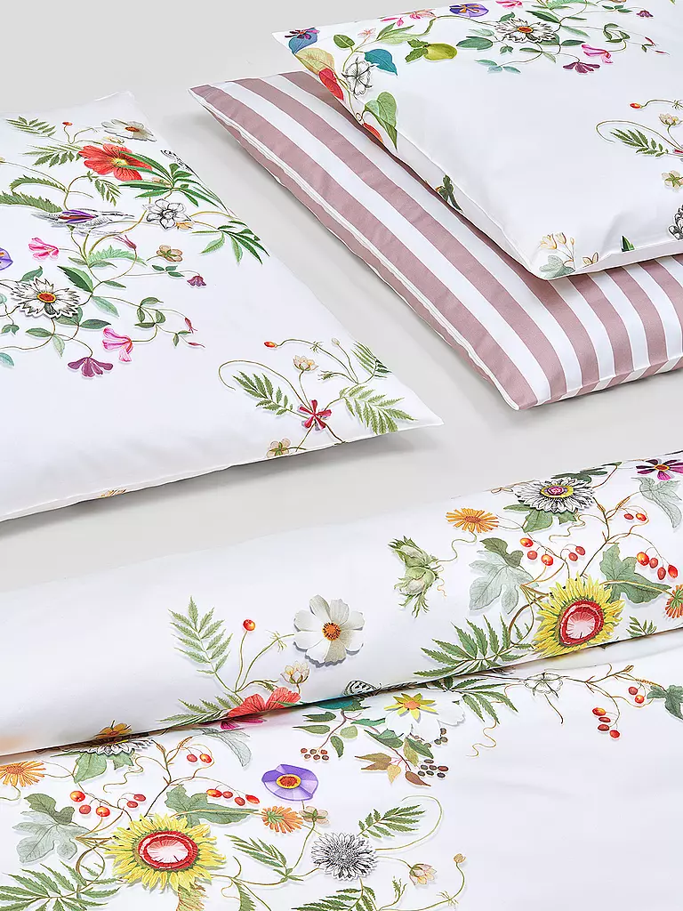 CHRISTIAN FISCHBACHER | Funda de almohada de satén GARLAND 70x90cm Blanco/Flores | 