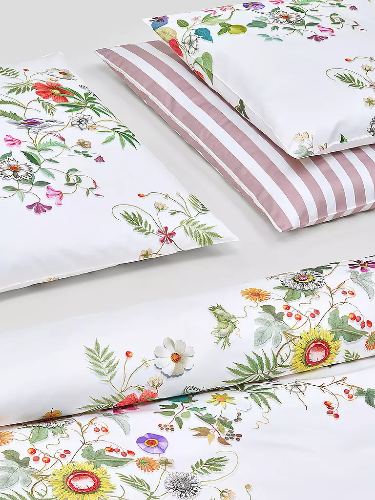 CHRISTIAN FISCHBACHER | Funda de almohada de satén GARLAND 70x90cm Blanco/Flores | 