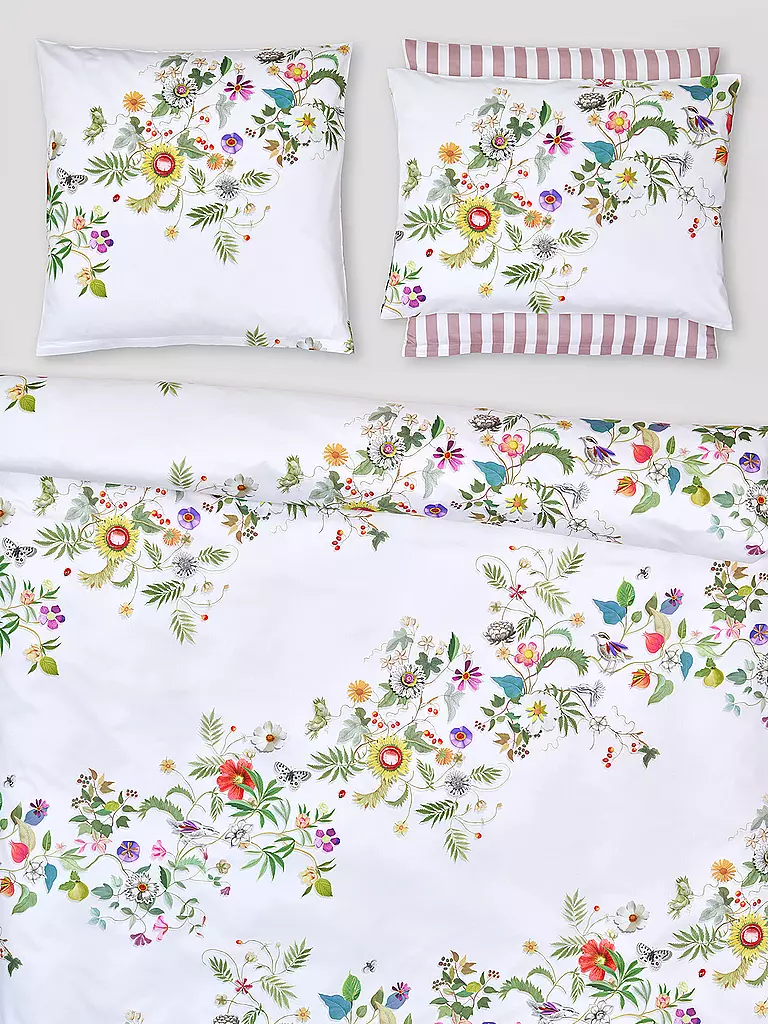 CHRISTIAN FISCHBACHER | Funda de almohada de satén GARLAND 70x90cm Blanco/Flores | 