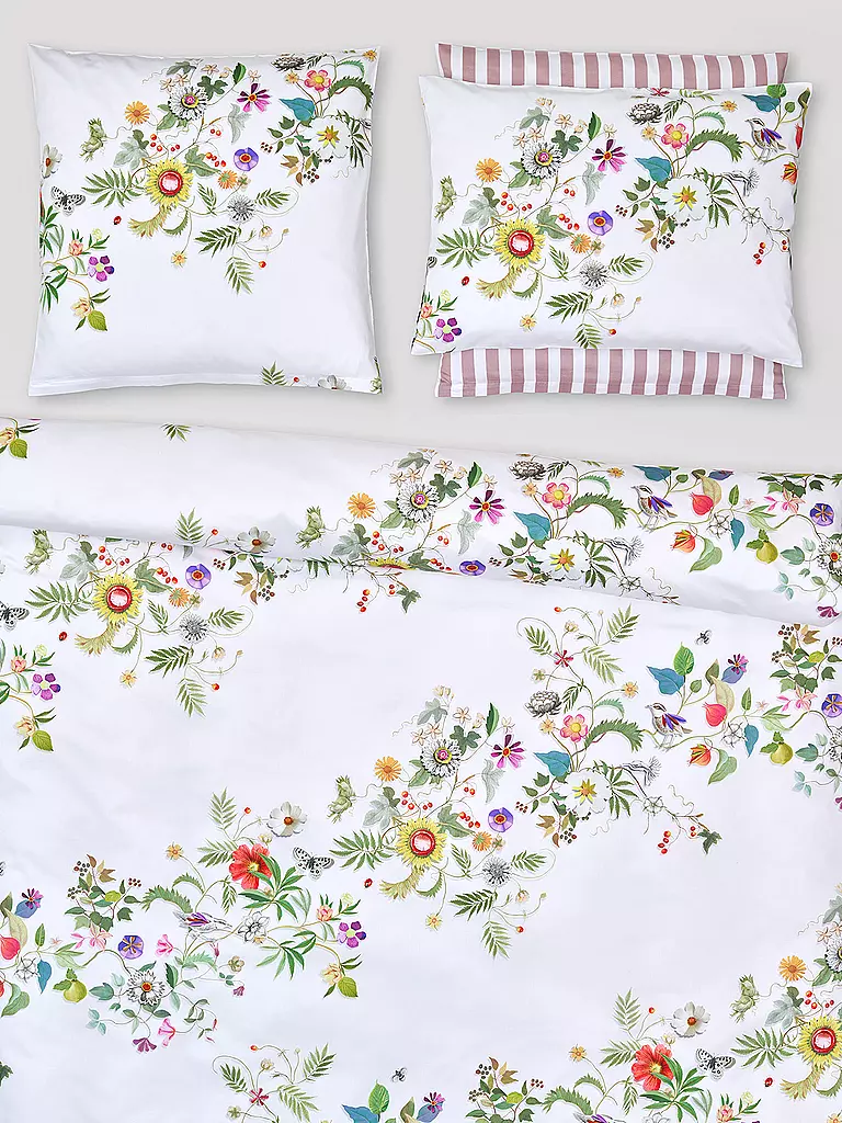 CHRISTIAN FISCHBACHER | Funda de almohada de satén GARLAND 70x90cm Blanco/Flores | 