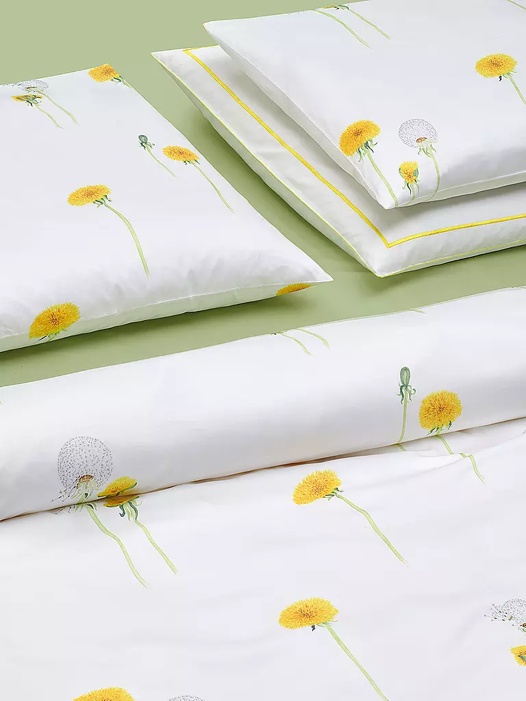 CHRISTIAN FISCHBACHER | Funda de almohada de satén PUSTEBLUME 70x90cm Blanco/Amarillo | 