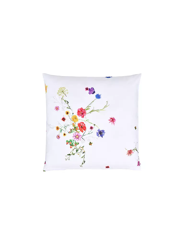 CHRISTIAN FISCHBACHER | Funda nórdica de satén FLEURS VOLANTES 140x200cm Flores silvestres | Blanco