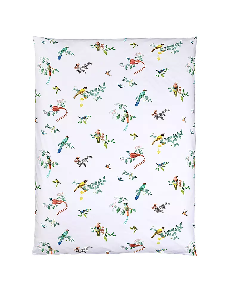 CHRISTIAN FISCHBACHER | Funda nórdica de satén HAIKU NOUVEAU 140x200cm Blanco/Pájaro | Blanco
