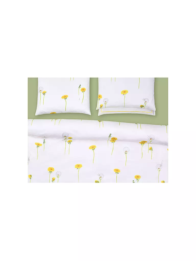 CHRISTIAN FISCHBACHER | Funda nórdica de satén PUSTEBLUME 140x200cm Blanco/Amarillo | Blanco