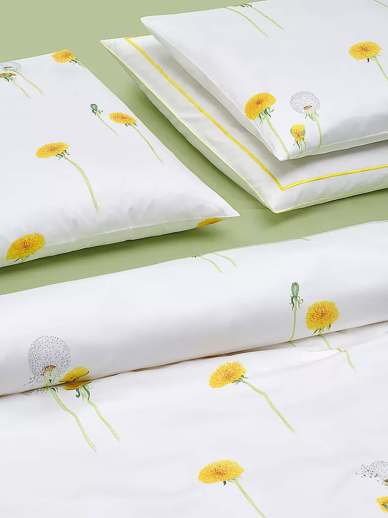 CHRISTIAN FISCHBACHER | Funda nórdica de satén PUSTEBLUME 140x200cm Blanco/Amarillo | Blanco