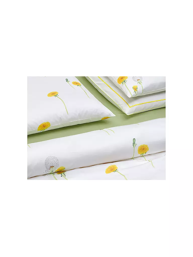 CHRISTIAN FISCHBACHER | Funda nórdica de satén PUSTEBLUME 140x200cm Blanco/Amarillo | Blanco