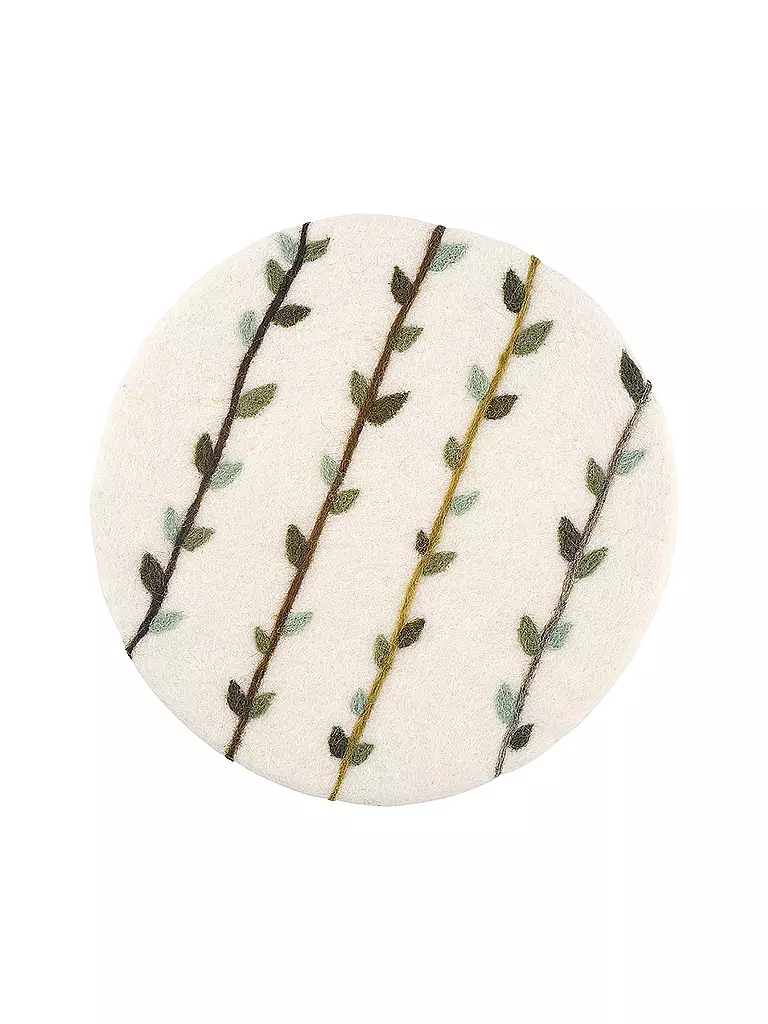 CILIO | Salvamanteles LANA EDERA redondo Blanco / Gris | Blanco