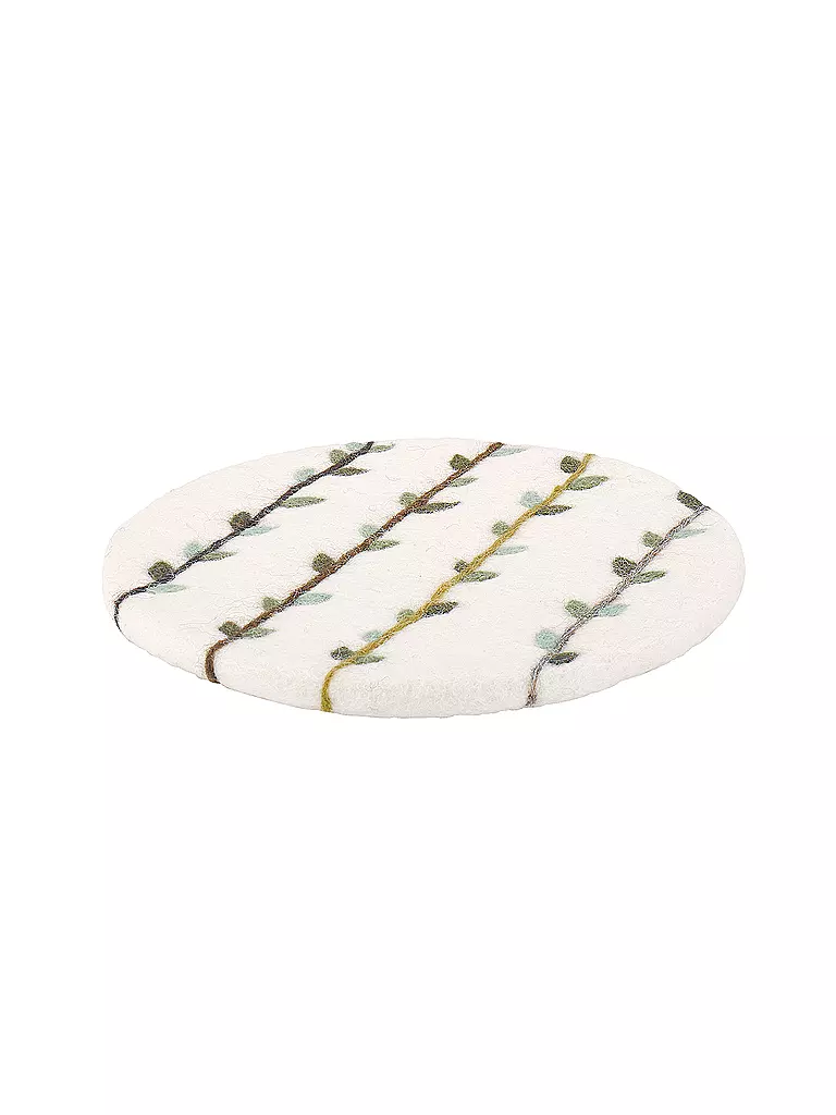 CILIO | Salvamanteles LANA EDERA redondo Blanco / Gris | Blanco