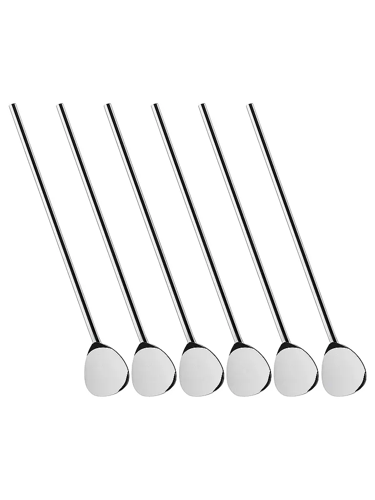 CILIO | Set de 6 cucharas de cóctel con pajita | Plata