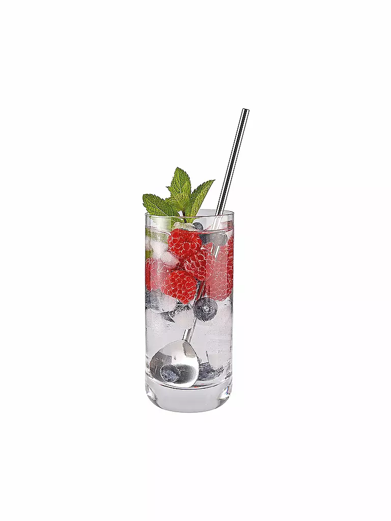 CILIO | Set de 6 cucharas de cóctel con pajita | Plata