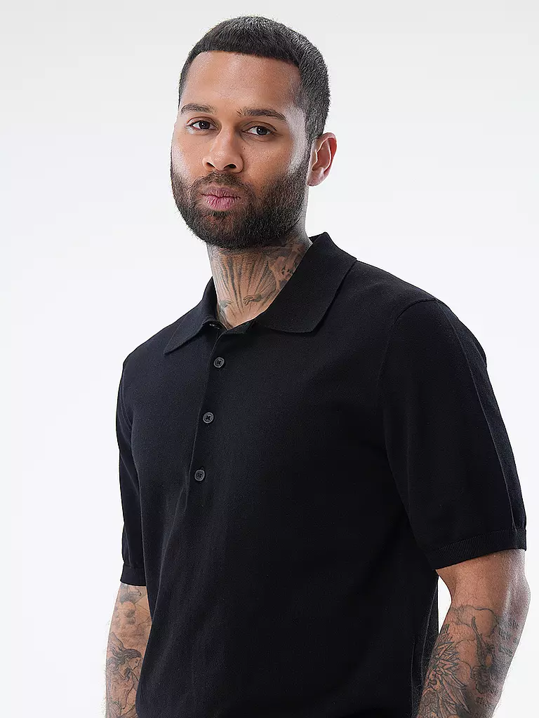 CLOSED | Strickpoloshirt  | Negro