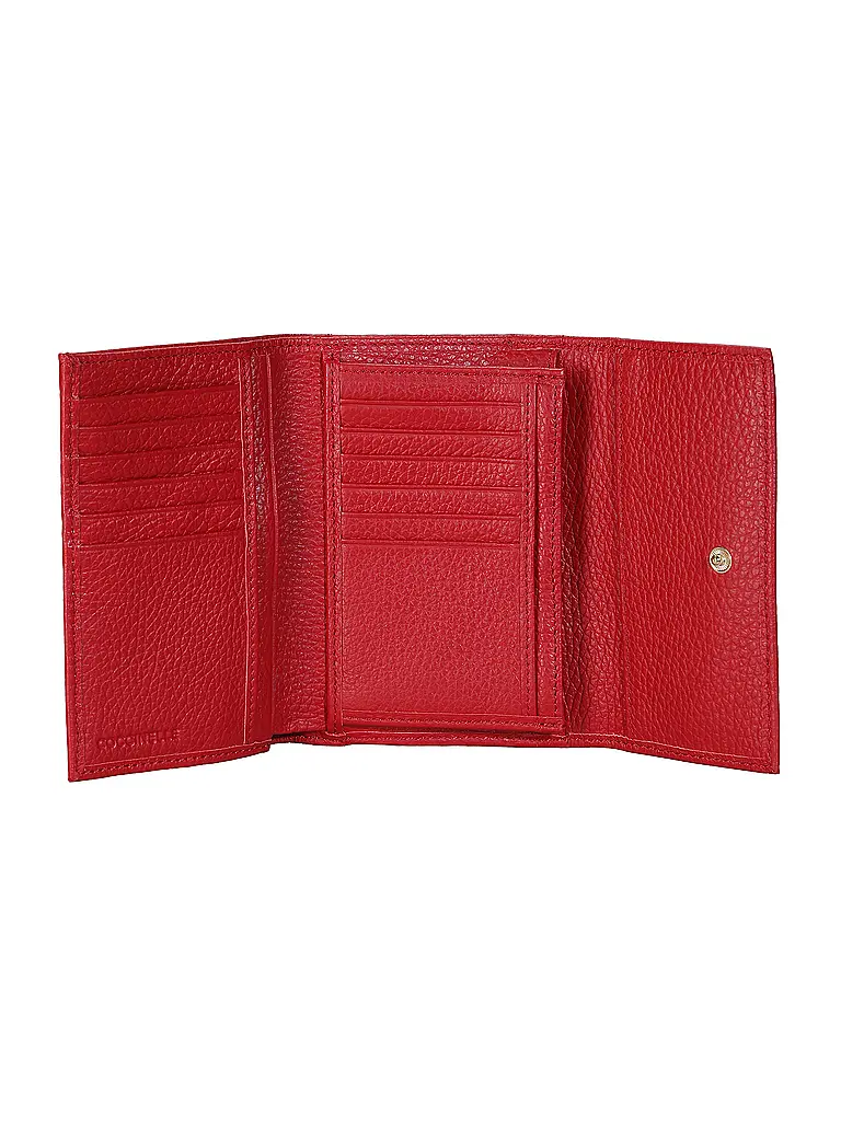 COCCINELLE | Nombre del producto: Monedero METALLIC SOFT
Marca: COCCINELLE
Color: rojo
Categorías: Moda, Mujer

Material: Cuero
Estampado: Liso
Detalles: Logotipo | Rojo