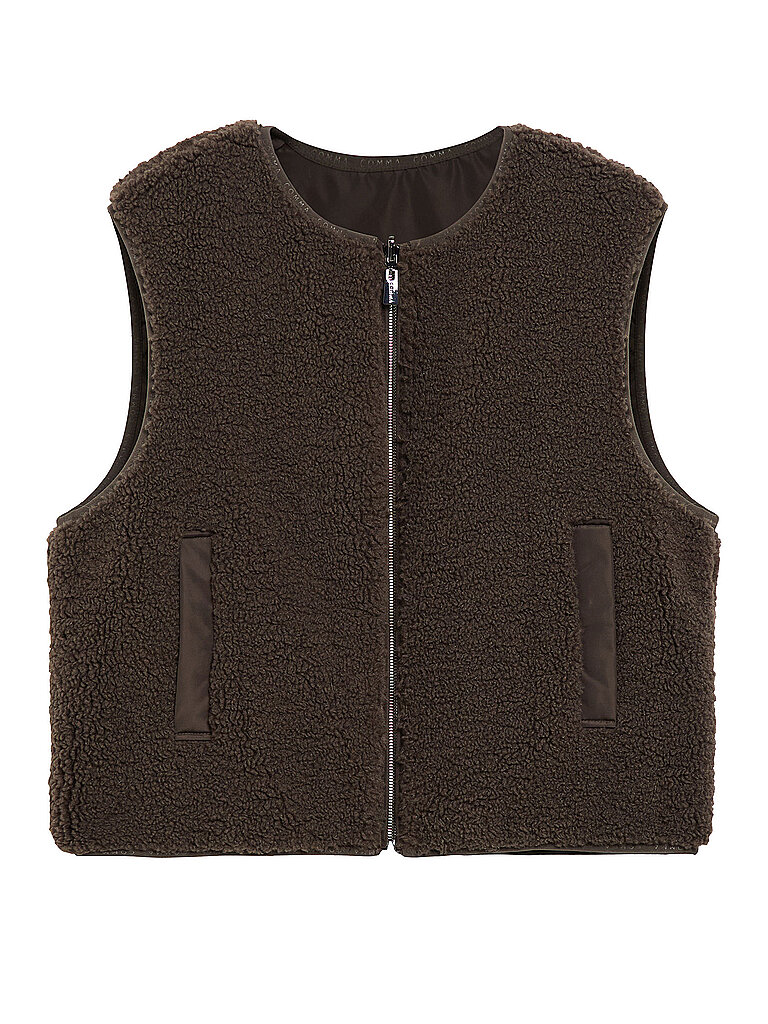 comma Gilet de imitación de piel marrón