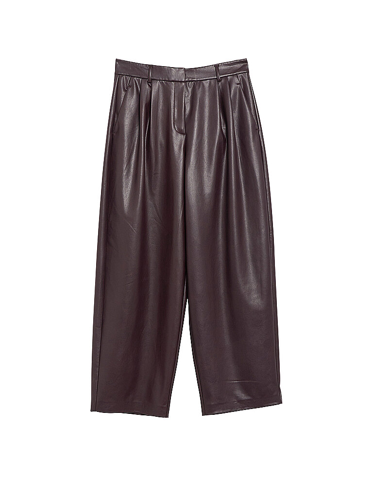 comma Pantalón efecto piel rojo oscuro