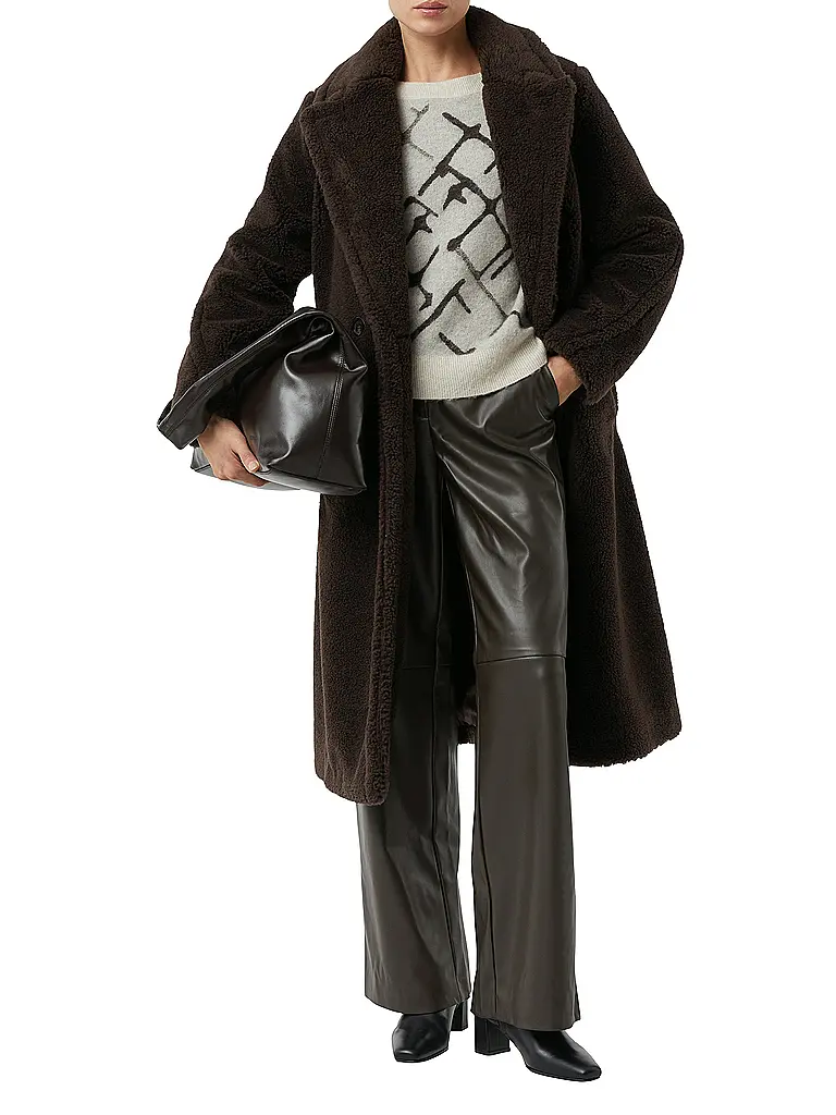 COMMA | Abrigo de efecto piel | Beige