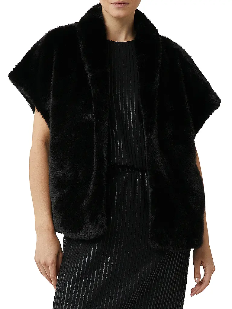COMMA | Gilet en imitación de piel | Negro