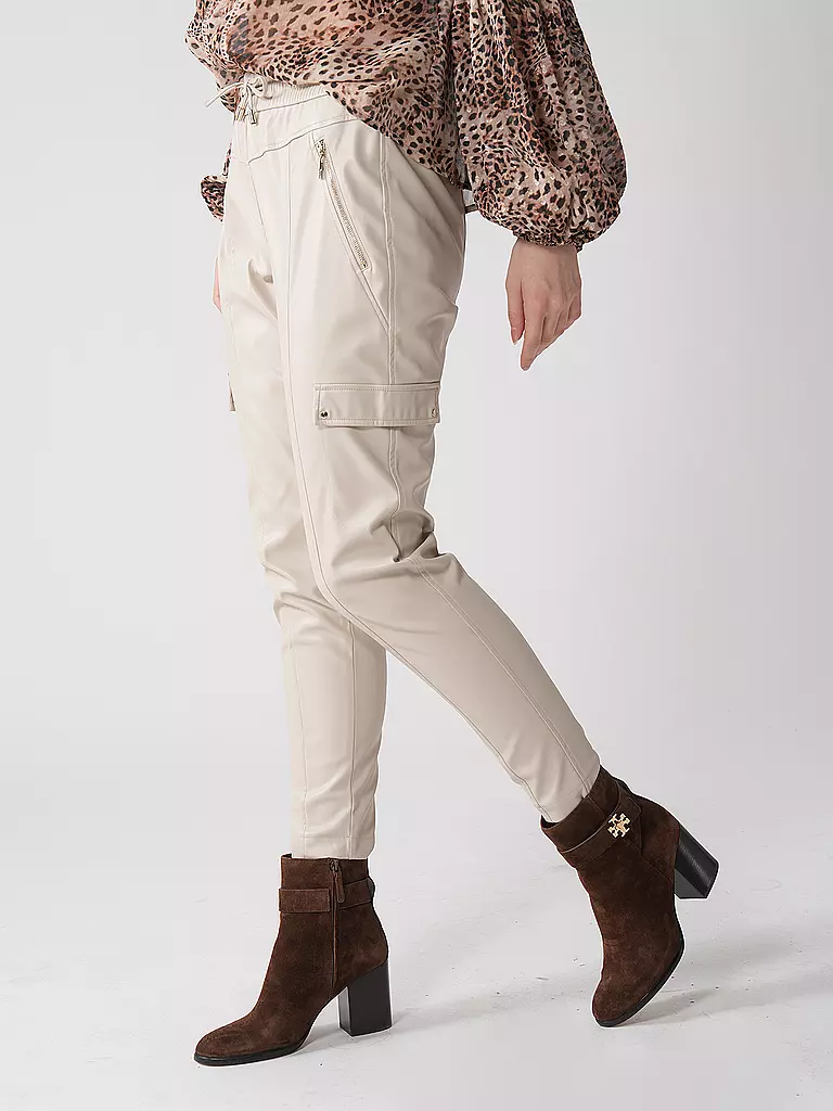 COMMA | Hose in Lederoptik | Beige