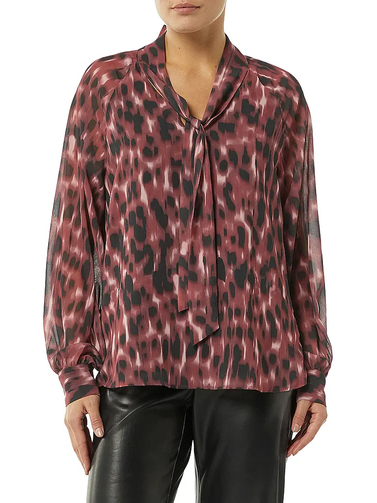 COMMA | Nombre del producto: Blusa
Marca: COMMA
Color: rojo oscuro
Categorías: Moda, Mujer

Largo de manga: Manga larga
Escote: Escote en V
Material: Poliéster / Poliamida, Viscosa
Forma del cuello: Cuello de camisa
Estampado: Estampado completo, Estampado
Cort | 