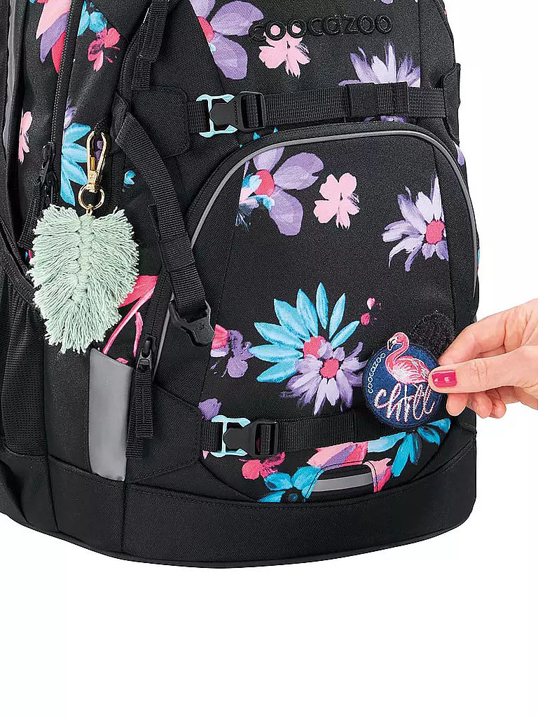COOCAZOO | Mochila escolar MATE Floral Artnight | Negro