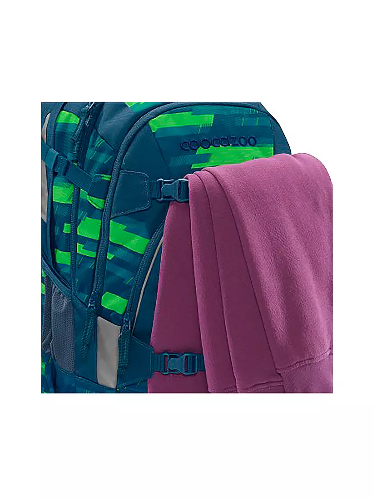 COOCAZOO | Mochila escolar MATE Lime Stripe | Azul