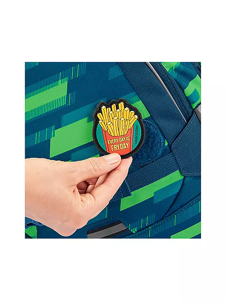 COOCAZOO | Mochila escolar MATE Lime Stripe | Azul