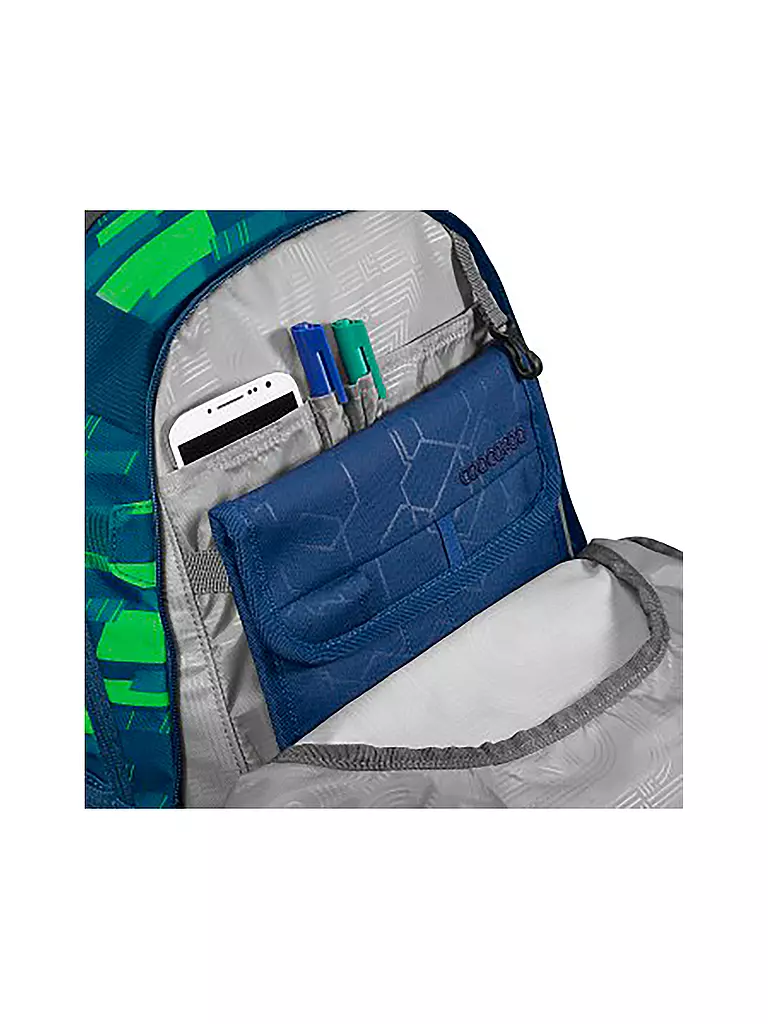 COOCAZOO | Mochila escolar MATE Lime Stripe | Azul