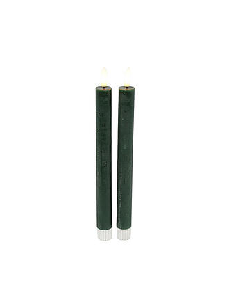 COUNTRYFIELD | Set de 2 velas LED rústicas 24x2,2cm verde oscuro