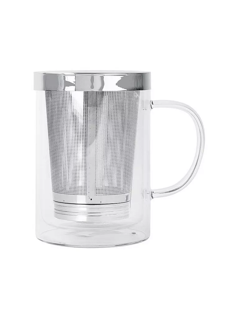 CRISTEL FRANCE | Taza de té VERBENA 0,4 l Vidrio/Acero inoxidable | Transparente