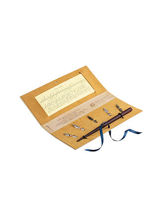 DALLAITI | Schreibset mit Kalligrafiestift aus Holz und 5 Kalligrafiefedern Gold