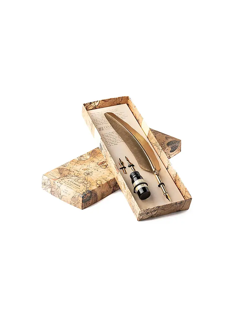 DALLAITI | Juego de escritura con pluma dorada grande Gold | Oro