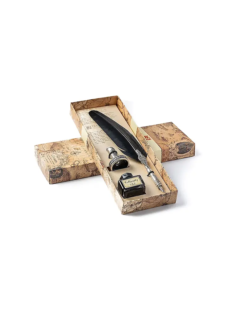 DALLAITI | Schreibset mit verziertem Federstift Black | Negro