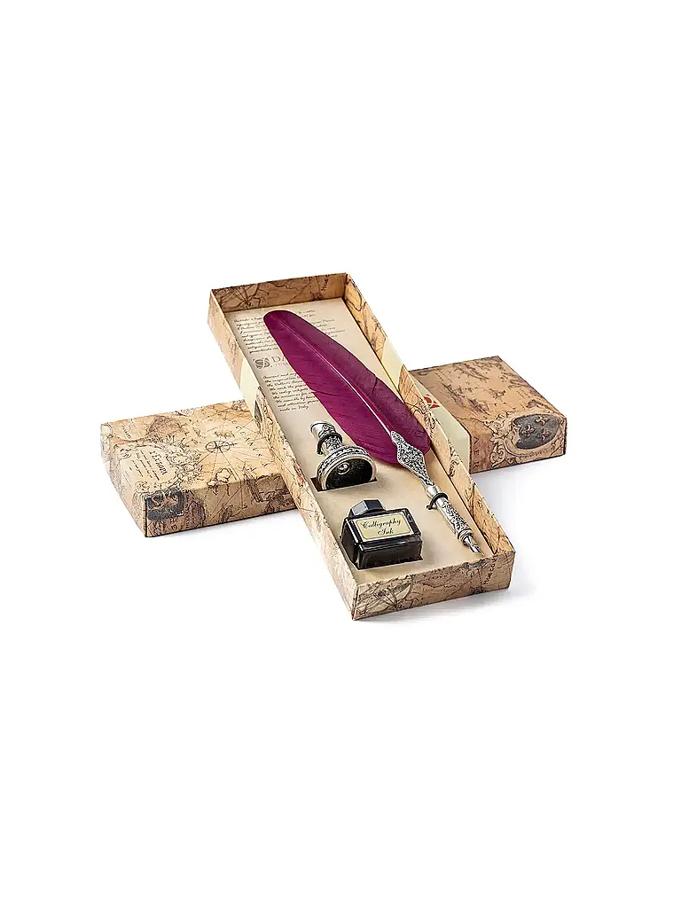 DALLAITI | Schreibset mit verziertem Federstift Bordeaux | Rojo oscuro