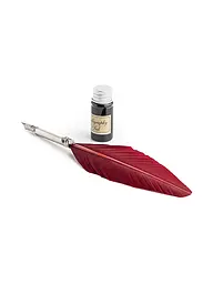 DALLAITI | Set de escritura con pluma de ave Burdeos | Rojo oscuro