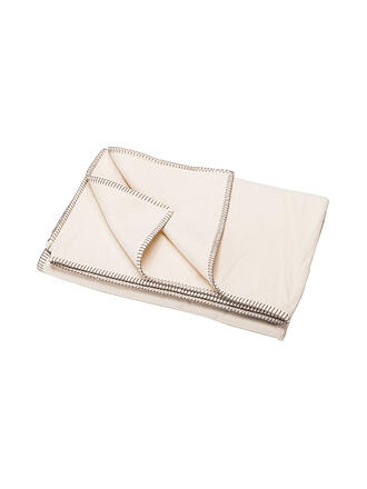 DAVID FUSSENEGGER | Manta de franela con puntada decorativa 140x200cm (Blanco natural)