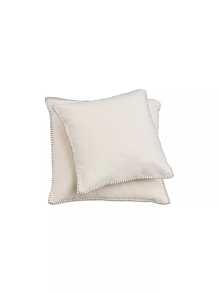 DAVID FUSSENEGGER | Funda de almohada con pespunte decorativo 50x50cm (Blanco natural) | Crema