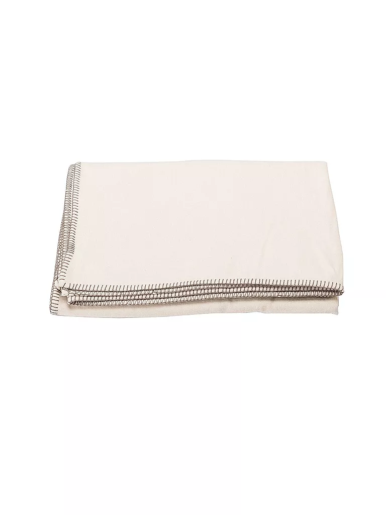 DAVID FUSSENEGGER | Manta de franela con puntada decorativa 140x200cm (Blanco natural) | Blanco