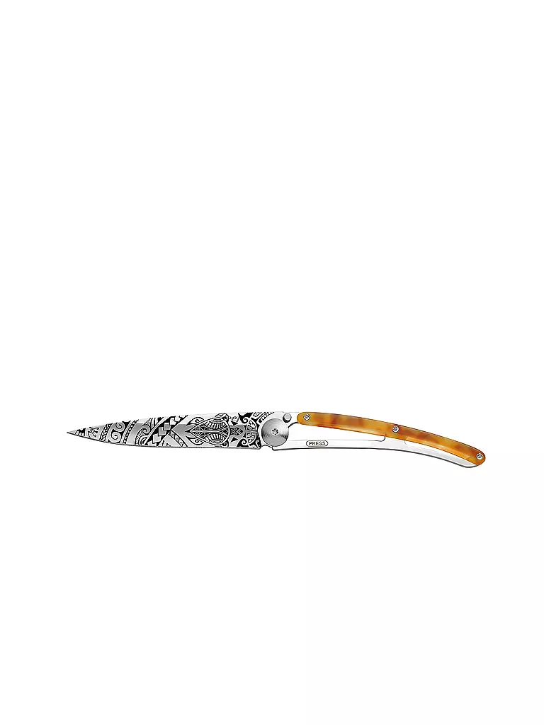 DEEJO | Navaja de bolsillo con aspecto de carey, alto brillo, POLINESIO 37G | Plata