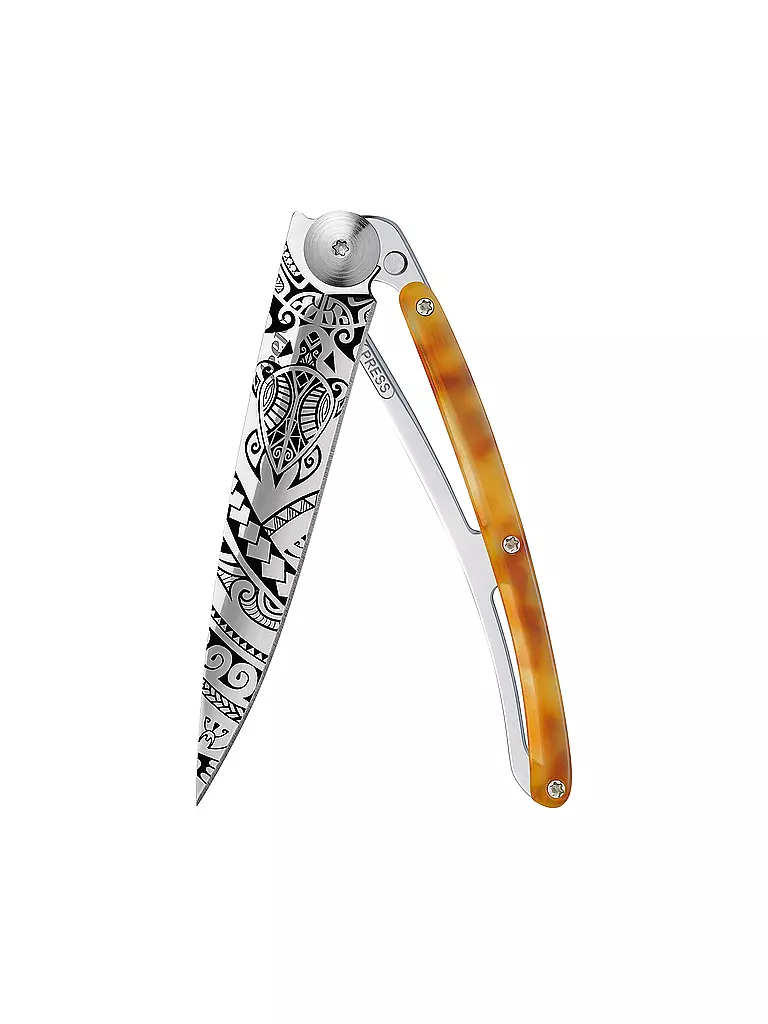 DEEJO | Navaja de bolsillo con aspecto de carey, alto brillo, POLINESIO 37G | 