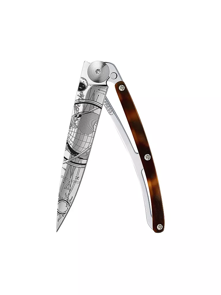 DEEJO | Navaja de bolsillo con aspecto de carey brillante GLOBE TROTTER 37G | 