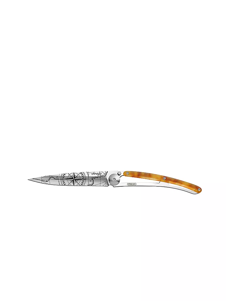 DEEJO | Navaja de bolsillo con aspecto de carey brillante TERRA INCGNITA 37G | Plata