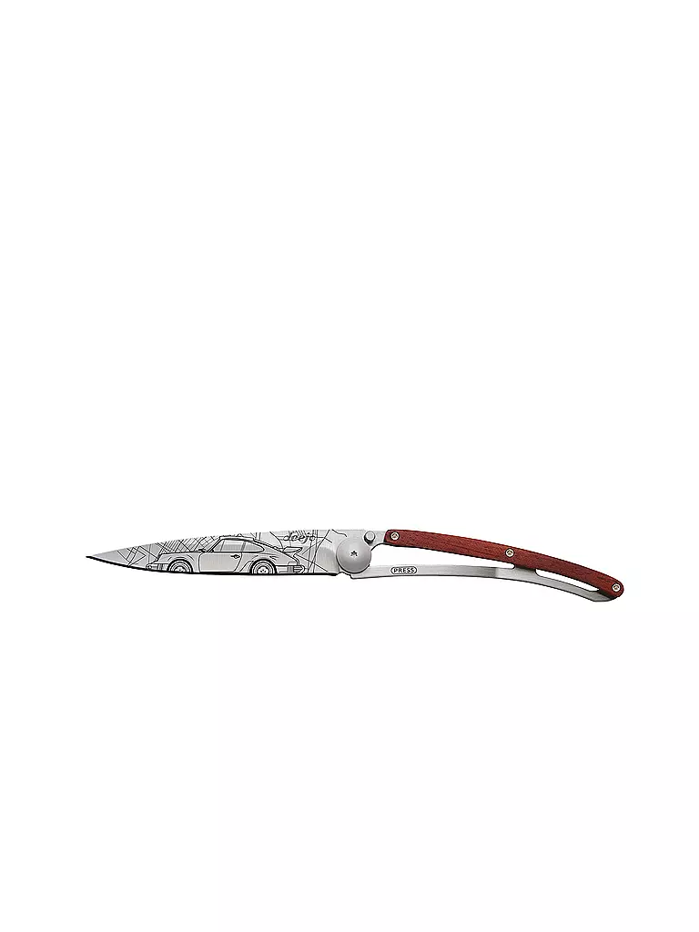 DEEJO | Navaja de bolsillo madera de coral titanio YOUNGTIMER 37G | Plata
