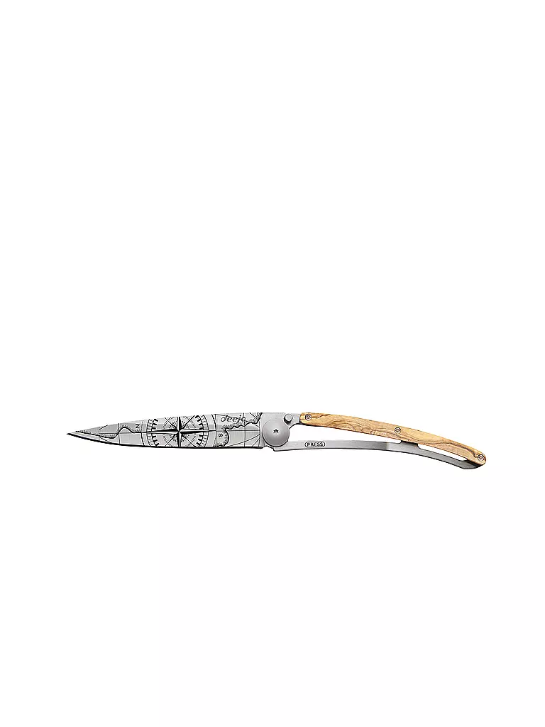 DEEJO | Navaja de bolsillo Olivenholz Titan TERRA INCOGNITA 37G | Plata