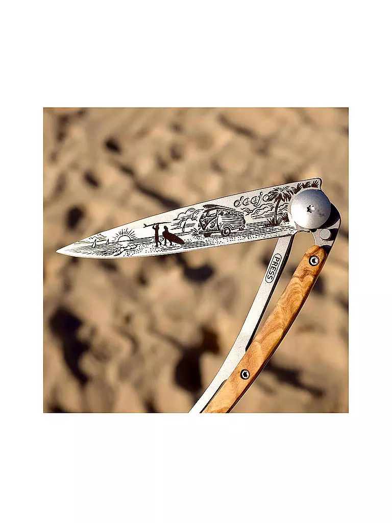 DEEJO | Navaja de bolsillo Olivenholz Titan VAN LIFE 37G | Plata