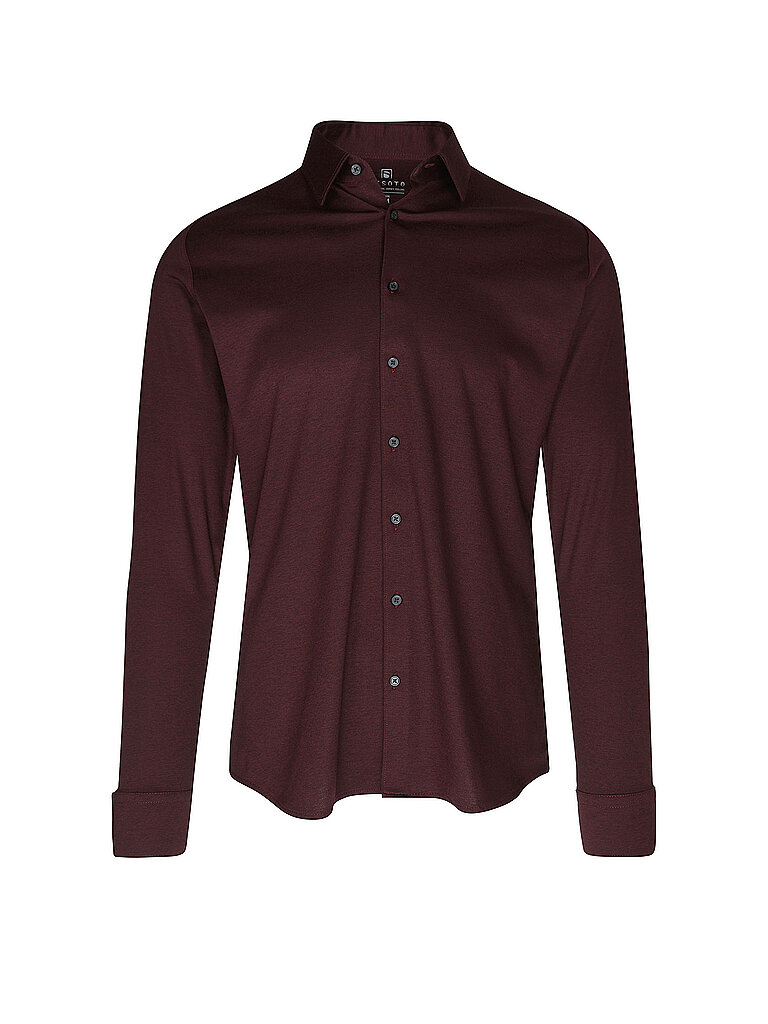 Desoto Camisa de punto slim fit rojo oscuro