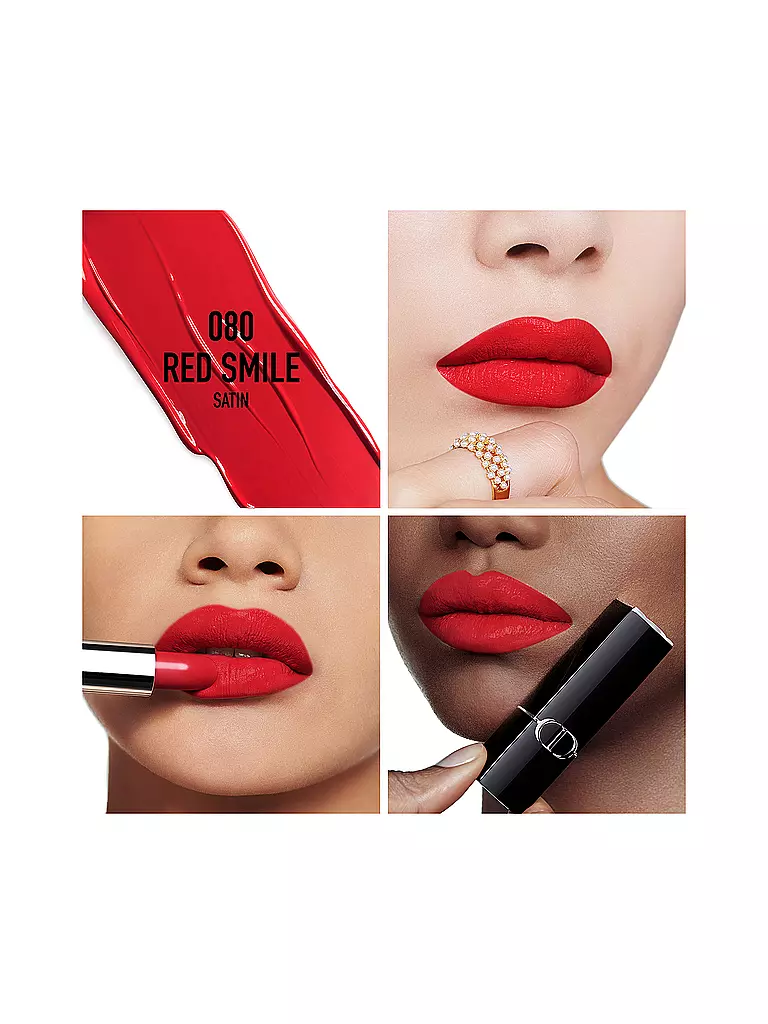DIOR | Lápiz labial - Rouge Dior Satin Lipstick (080 Red Smile) | Rojo