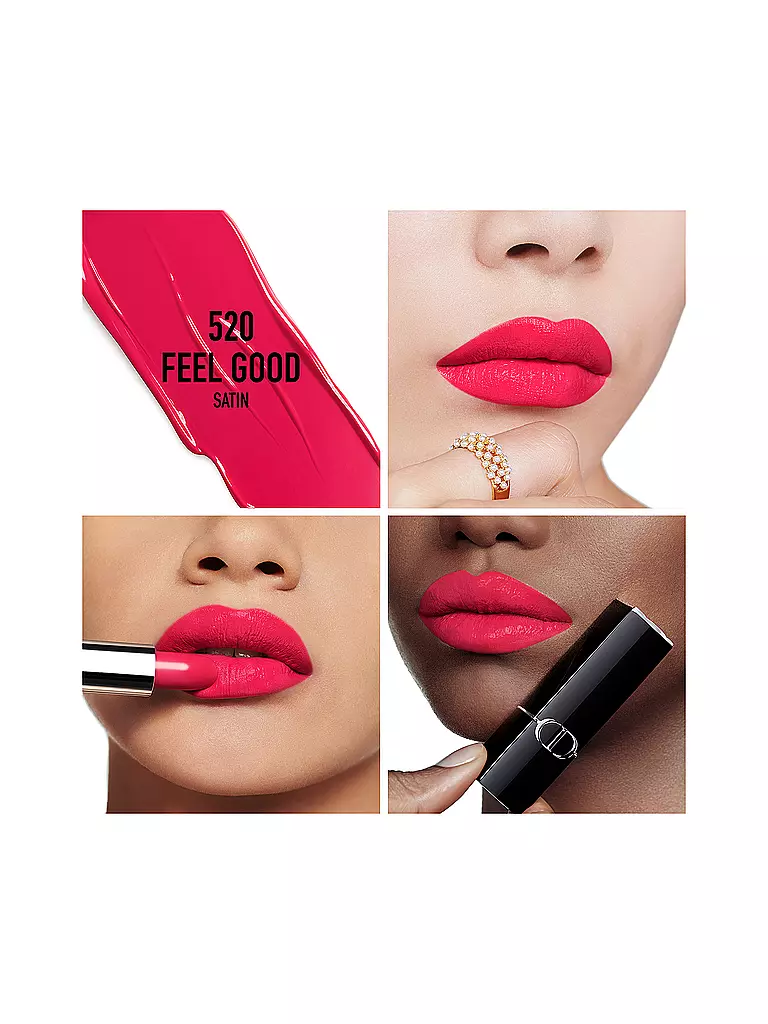 DIOR | Lápiz labial - Rouge Dior Satin Lipstick (520 Feel Good) | Rojo